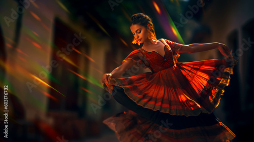 LATIN MEXICAN FOLKLORE, TRADITIONAL, COLORFUL, CULTURAL, REGIONAL DANCER. ai generative