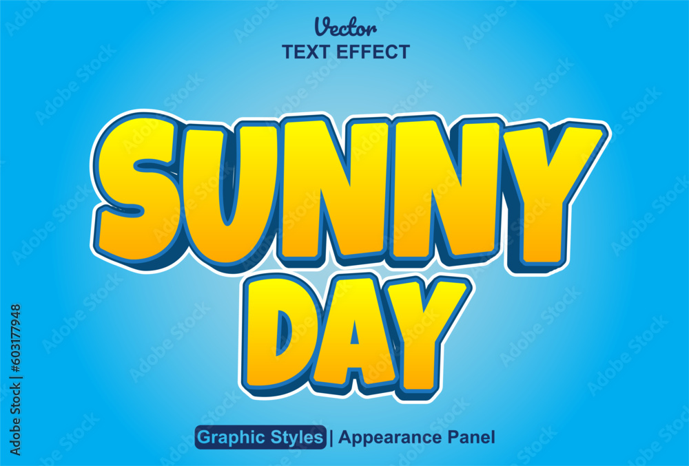 Fototapeta premium sunny day text effect with orange graphic style and editable.