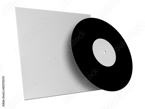Vinyl Disk Record with Cover mockup template. Design template of retro long play Old technology, realistic retro design for advertising, music studio branding. 3D rendering