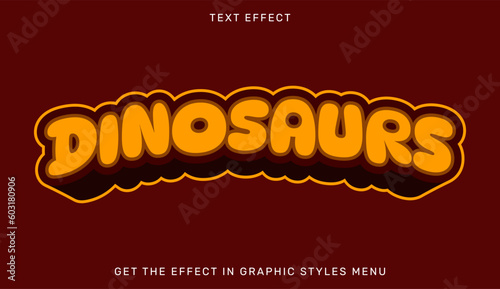 Dinosaurs editable text effect in 3d style. Suitable for brand or business logo