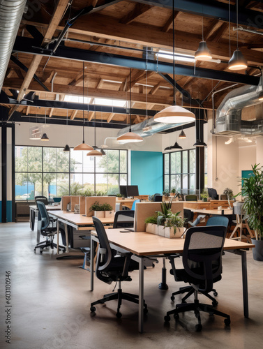 modern co-working spaces  dynamic open workspace that promotes flexibility and collaboration