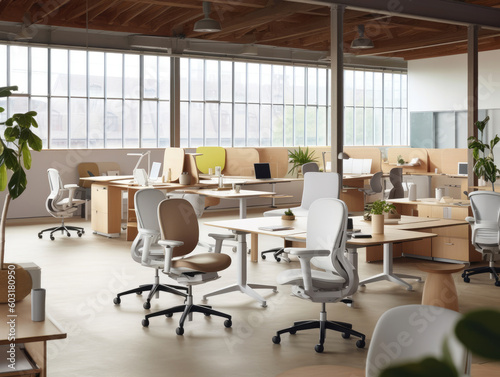 modern co-working spaces, dynamic open workspace that promotes flexibility and collaboration