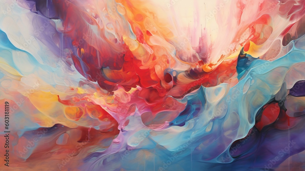 essence of abstract background, emphasizing vibrant colors, fluid shapes. Made by generative AI.