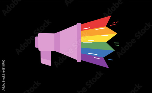 LGBT megaphone with rainbow. Pride month voice speaker. Diversity representation.