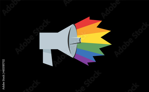 LGBT megaphone with rainbow. Pride month voice speaker. Diversity representation.