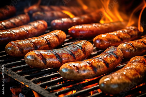 Grilled sausages, Generative ai photo