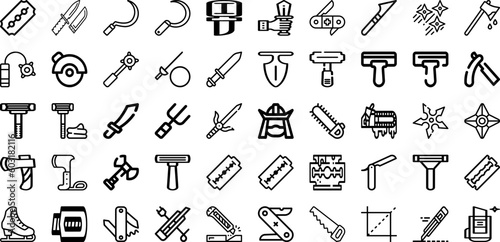 Set Of Blade Icons Collection Isolated Silhouette Solid Icons Including Industry, Vector, Design, Blade, Industrial, Isolated, Equipment Infographic Elements Logo Vector Illustration