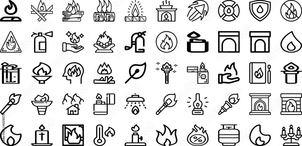 Set Of Flame Icons Collection Isolated Silhouette Solid Icons Including Flame, Burn, Vector, Red, Fire, Isolated, Hot Infographic Elements Logo Vector Illustration