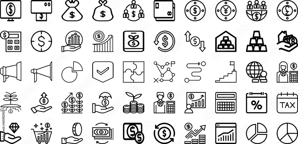 Set Of Invest Icons Collection Isolated Silhouette Solid Icons Including Money, Business, Investment, Growth, Finance, Profit, Financial Infographic Elements Logo Vector Illustration
