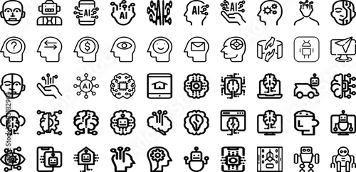 Set Of Intelligence Icons Collection Isolated Silhouette Solid Icons Including Digital, Robot, Technology, Concept, Ai, Artificial, Intelligence Infographic Elements Logo Vector Illustration