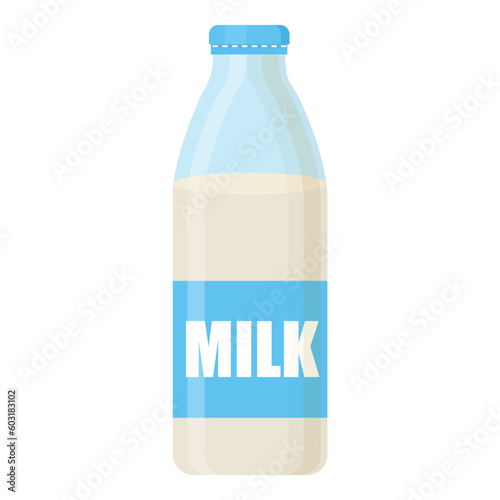 Vector cartoon image of dairy products. A container with milk. The concept of a healthy lifestyle and cooking. An element for your design.