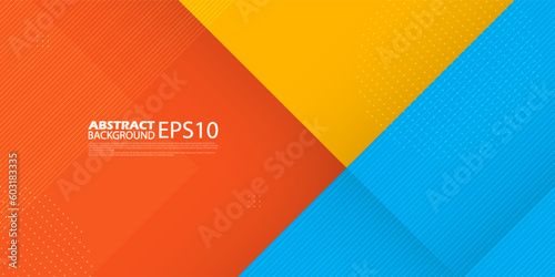 Abstract geometric yellow,orange and blue background with simple lines.Colorful trendy 3d design. Bright and modern with overlap concept. Eps10 vector