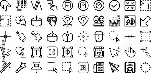 Set Of Select Icons Collection Isolated Silhouette Solid Icons Including Sign, Concept, Click, Icon, Symbol, Vector, Web Infographic Elements Logo Vector Illustration