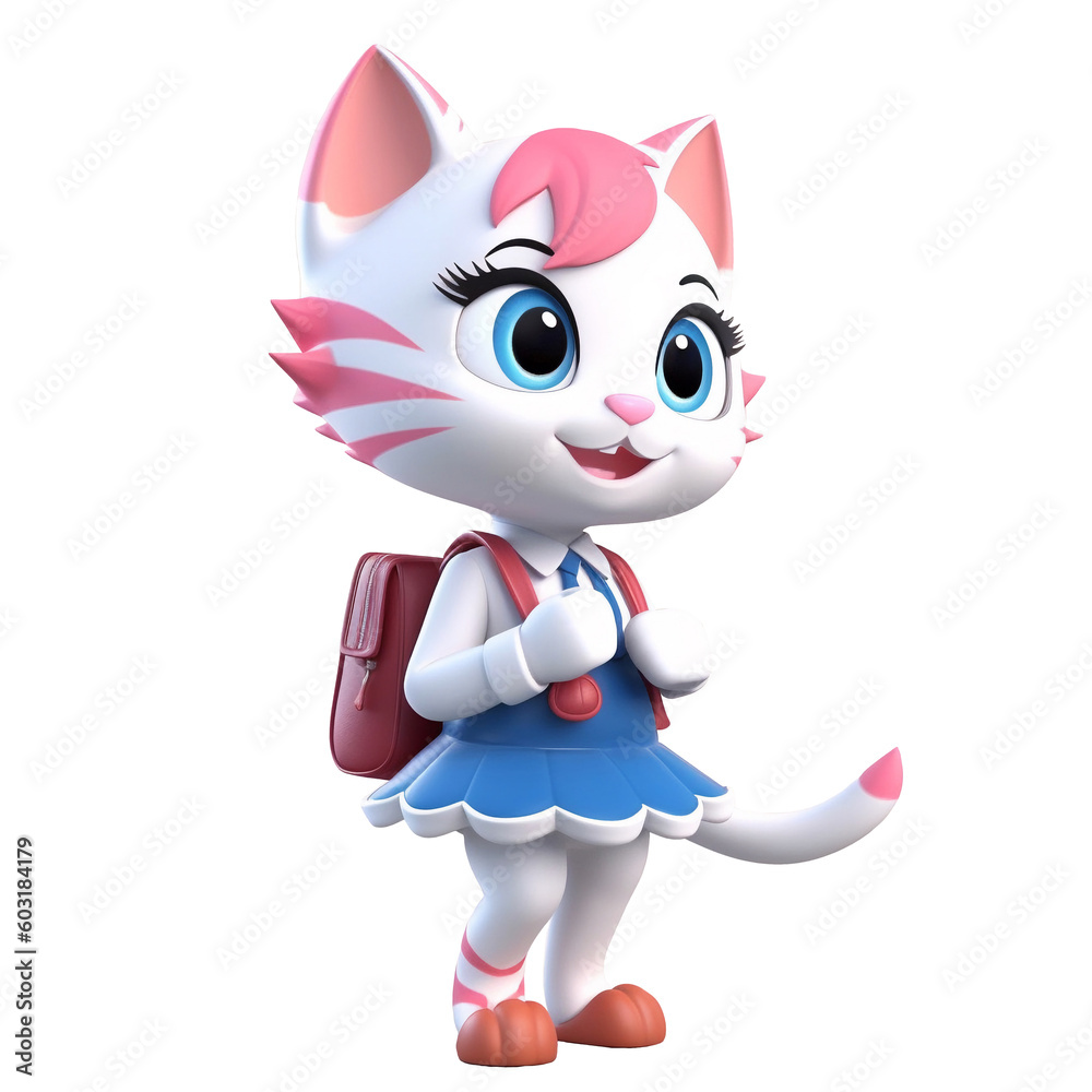 Illustration 3D cute cat character AI Generative Illustration 3D cute cat character AI Generative