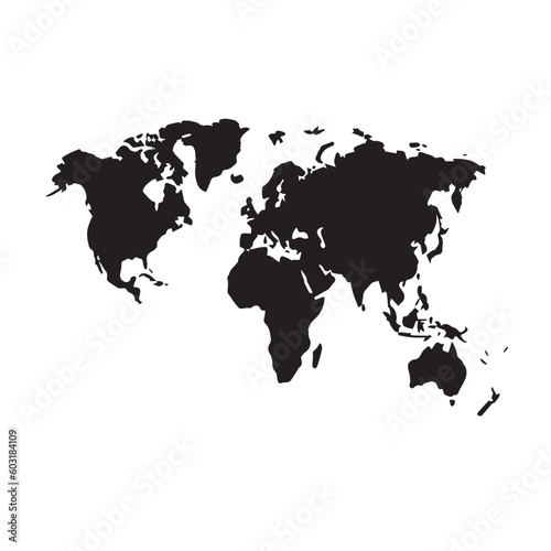 Black map of the world silhouette vector illustration.