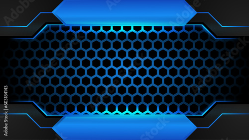 futuristic black and blue gaming background. design of sport banner, poster, advertisement, promotion