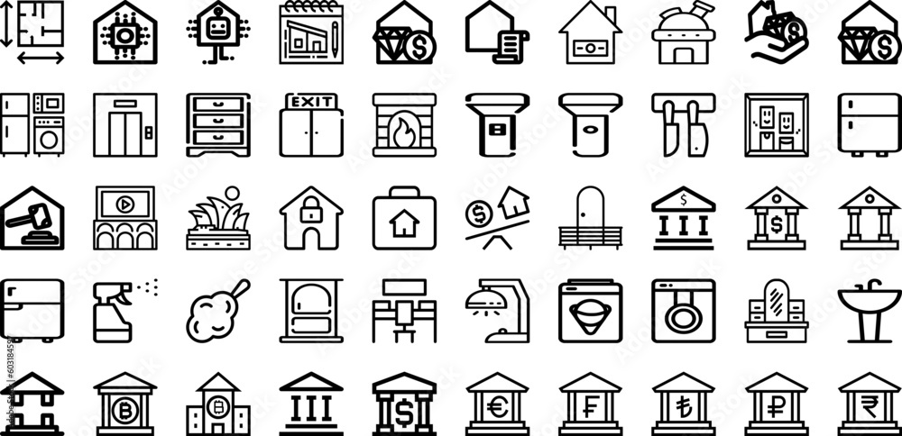Set Of House Icons Collection Isolated Silhouette Solid Icons Including Building, Property, House, Architecture, Residential, Estate, Home Infographic Elements Logo Vector Illustration