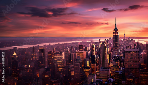 wunderschöne Skyline einer Stadt bei Sonnenuntergang © Viktor