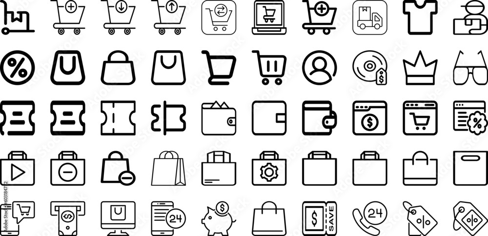 Set Of Commerce Icons Collection Isolated Silhouette Solid Icons Including Store, Online, Retail, Web, Technology, Internet, Business Infographic Elements Logo Vector Illustration