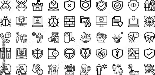 Set Of Virus Icons Collection Isolated Silhouette Solid Icons Including Virus, Illness, Health, Medical, Flu, Infection, Corona Infographic Elements Logo Vector Illustration