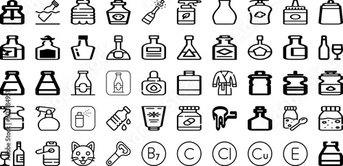 Set Of Bottle Icons Collection Isolated Silhouette Solid Icons Including Drink, Object, Design, Bottle, Vector, Isolated, Container Infographic Elements Logo Vector Illustration