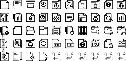 Set Of Document Icons Collection Isolated Silhouette Solid Icons Including Office, Management, Business, Folder, Document, File, Information Infographic Elements Logo Vector Illustration