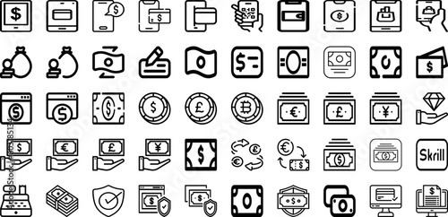 Set Of Payment Icons Collection Isolated Silhouette Solid Icons Including Phone, Business, Mobile, Money, Payment, Smartphone, Finance Infographic Elements Logo Vector Illustration