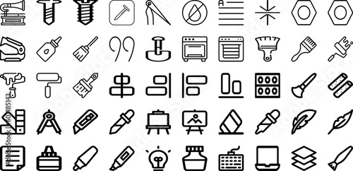Set Of Tools Icons Collection Isolated Silhouette Solid Icons Including Work, Equipment, Tool, Spanner, Hammer, Vector, Wrench Infographic Elements Logo Vector Illustration