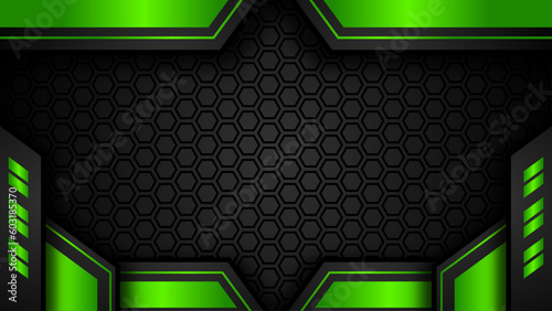 black and green futuristic gaming background. design of sport banner, poster, advertisement, promotion