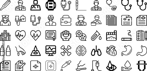 Set Of Healthcare Icons Collection Isolated Silhouette Solid Icons Including Medicine  Medical  Care  Health  Hospital  Doctor  Clinic Infographic Elements Logo Vector Illustration