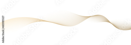 Abstract wavy lines flowing smooth curve gold gradient color on transparent background in concept of luxury, technology, science, music, modern.