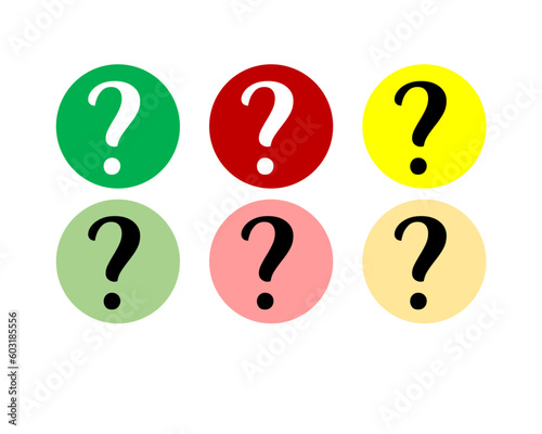 set of question mark on a circle and white background