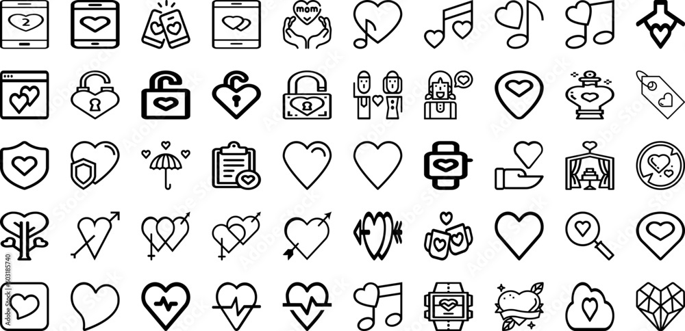 Set Of Heart Icons Collection Isolated Silhouette Solid Icons Including Icon, Symbol, Heart, Vector, Valentine, Love, Background Infographic Elements Logo Vector Illustration