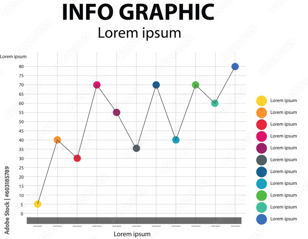line graph vector Used for presenting, organizing information, colorful Art & Illustration