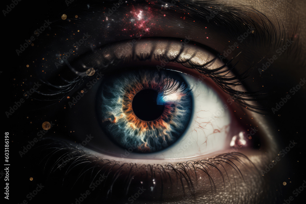 Eye of universe made of stars, clouds and galaxies, generative AI