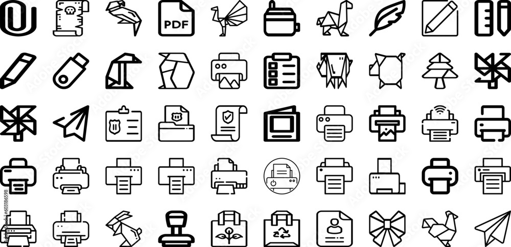 Set Of Paper Icons Collection Isolated Silhouette Solid Icons Including Blank, Paper, Vintage, Pattern, Background, Grunge, Texture Infographic Elements Logo Vector Illustration