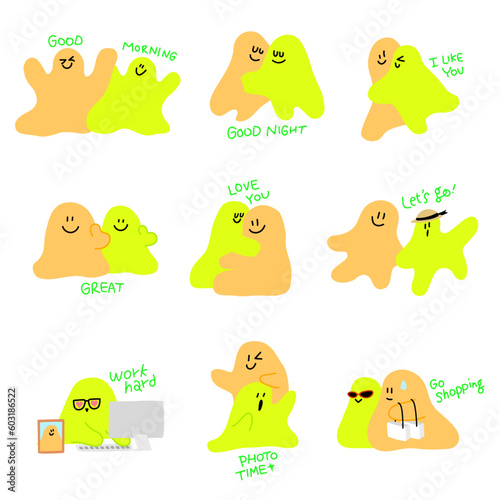 Collection of Slime Couple's Emotions and Daily Stickers
