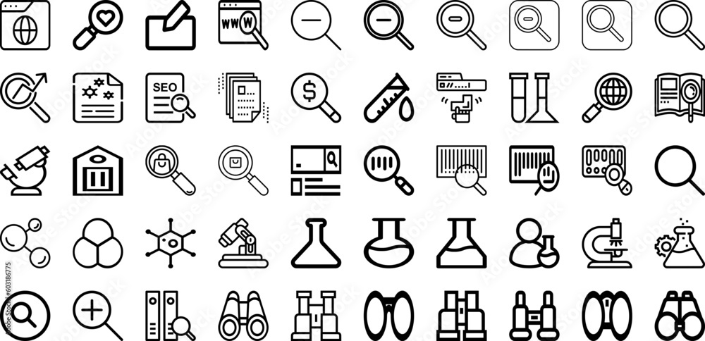 Set Of Search Icons Collection Isolated Silhouette Solid Icons ...