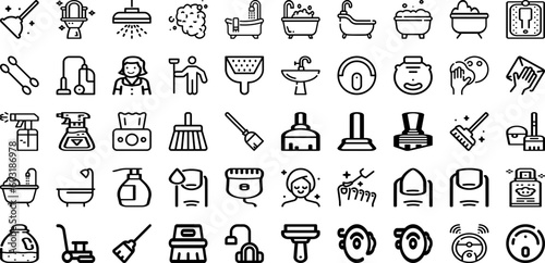 Set Of Clean Icons Collection Isolated Silhouette Solid Icons Including Cleaner  Icon  Clean  Vector  Wash  Hygiene  Spray Infographic Elements Logo Vector Illustration