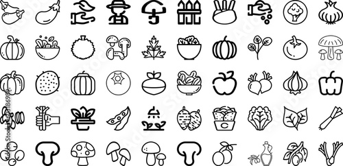 Set Of Vegetable Icons Collection Isolated Silhouette Solid Icons Including Healthy  Vegetable  Organic  Fresh  Fruit  Food  Vegetarian Infographic Elements Logo Vector Illustration