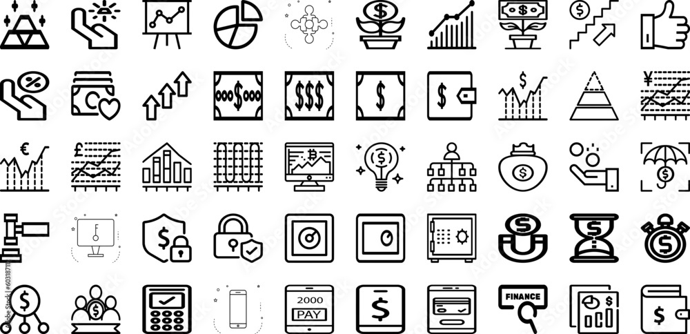 Set Of Finance Icons Collection Isolated Silhouette Solid Icons Including Money, Growth, Business, Financial, Economy, Investment, Finance Infographic Elements Logo Vector Illustration