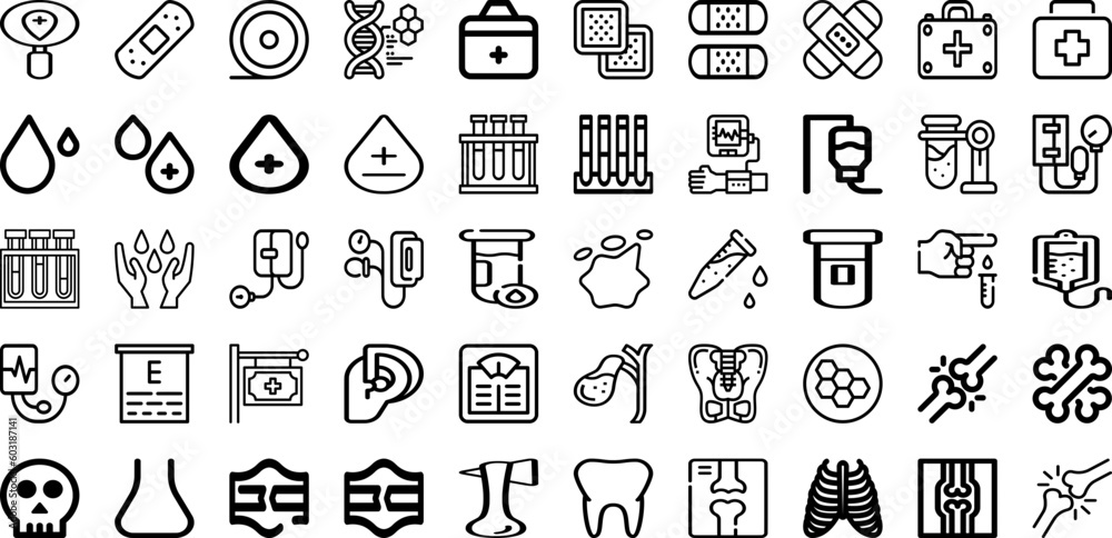 Set Of Medical Icons Collection Isolated Silhouette Solid Icons Including Doctor, Medicine, Clinic, Care, Health, Hospital, Medical Infographic Elements Logo Vector Illustration