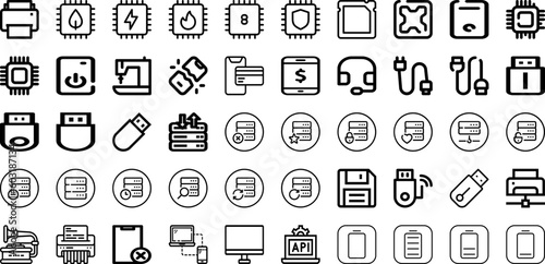Set Of Device Icons Collection Isolated Silhouette Solid Icons Including Tablet, Digital, Mobile, Computer, Technology, Screen, Phone Infographic Elements Logo Vector Illustration