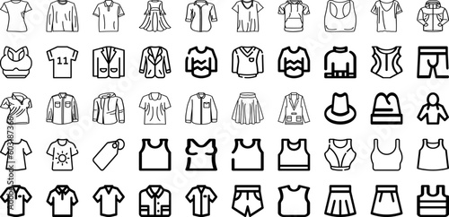 Set Of Cloth Icons Collection Isolated Silhouette Solid Icons Including Cloth, Design, Background, Fashion, Clothing, White, Clothes Infographic Elements Logo Vector Illustration