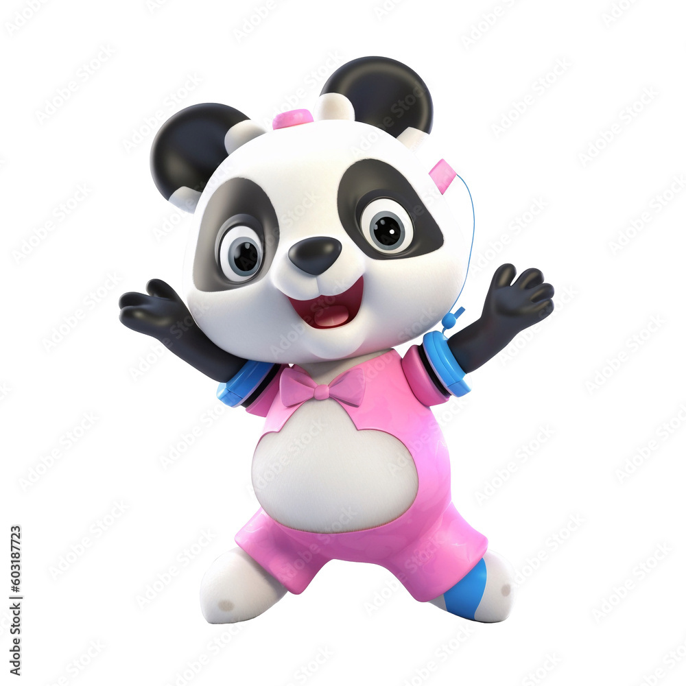 Illustration 3D cute panda character AI Generative Illustration 3D cute panda character AI Generative