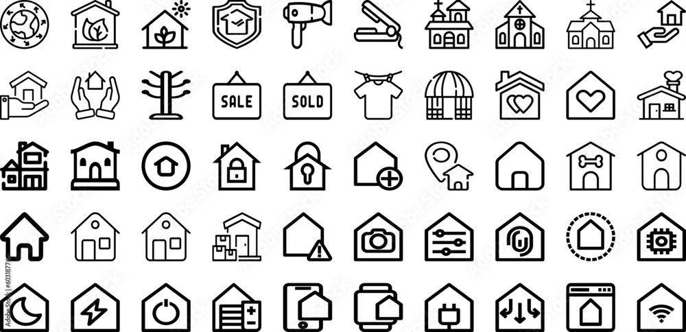 Set Of House Icons Collection Isolated Silhouette Solid Icons Including Home, Architecture, Building, Residential, Estate, House, Property Infographic Elements Logo Vector Illustration