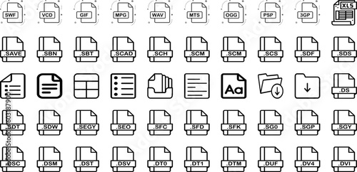 Set Of Format Icons Collection Isolated Silhouette Solid Icons Including Format, File, Vector, Technology, Document, Design, Graphic Infographic Elements Logo Vector Illustration