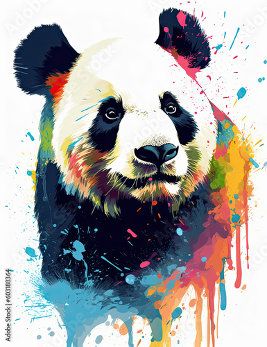 Panda Painting, Watercolor, Art, Wall Art. Generative AI