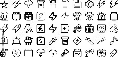 Set Of Flash Icons Collection Isolated Silhouette Solid Icons Including Discount, Offer, Banner, Price, Template, Vector, Promotion Infographic Elements Logo Vector Illustration