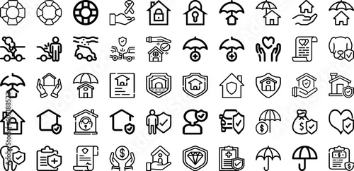 Set Of Insurance Icons Collection Isolated Silhouette Solid Icons Including Health  Protect  Life  Finance  Business  Family  Service Infographic Elements Logo Vector Illustration